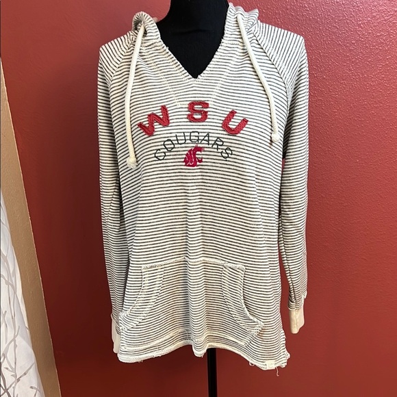Washing State WSU Cougars Women's Striped Hoodie - Picture 1 of 7